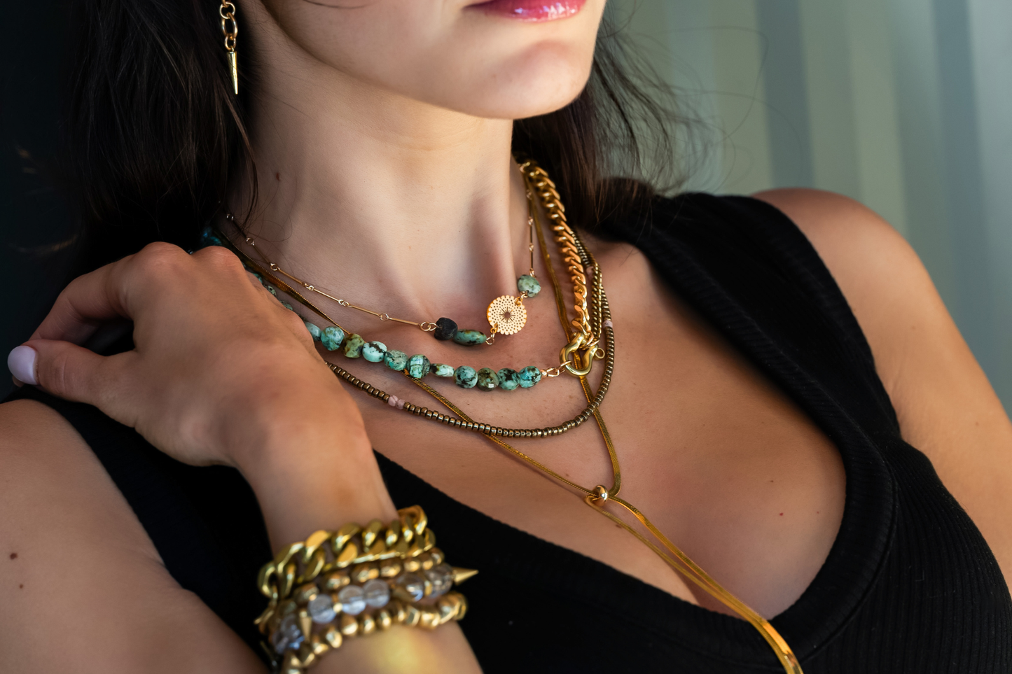 SHACKLE DUO: AFRICAN TURQUOISE COIN NECKLACE