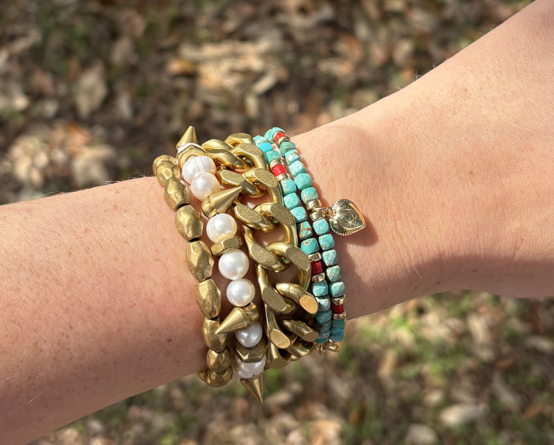REMIX DUO: MINI TURQUOISE & RED CORAL BRACELET