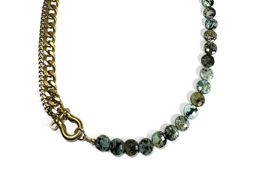 SHACKLE DUO: AFRICAN TURQUOISE COIN NECKLACE