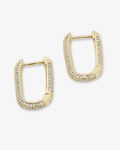 Carrie Pave Chain Huggies
