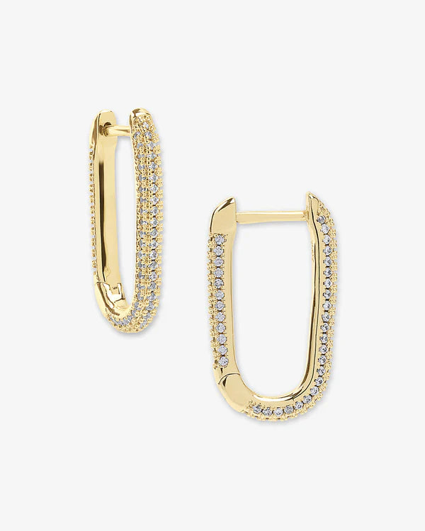 Carrie Pave Chain Huggies