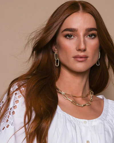 Carrie Pave Chain Huggies