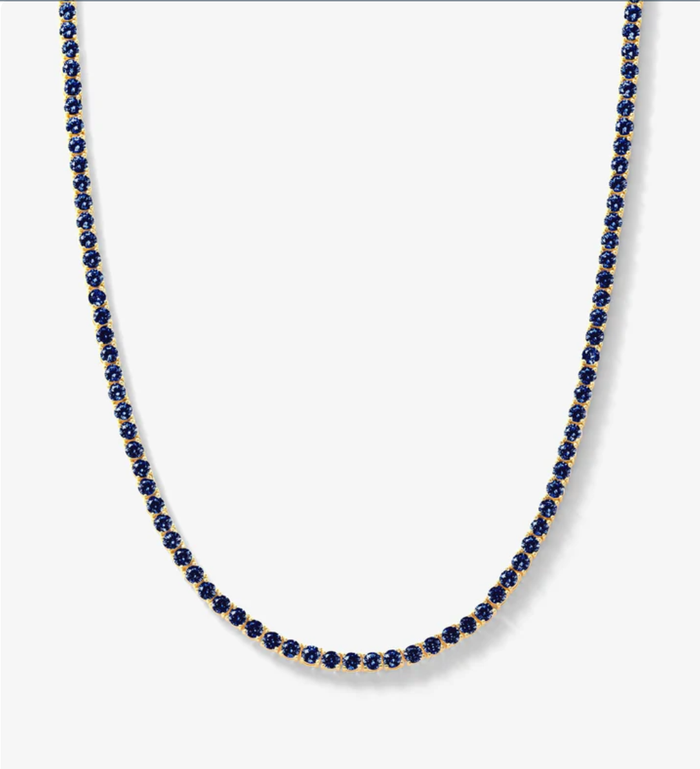 Grand Heiress Tennis Necklace, Gold| Saphire