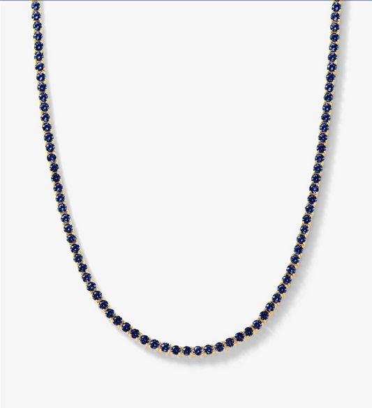 Grand Heiress Tennis Necklace, Gold| Saphire