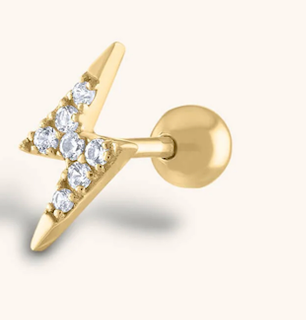 Pavé Lightning Ball Back Earring in 14k Gold