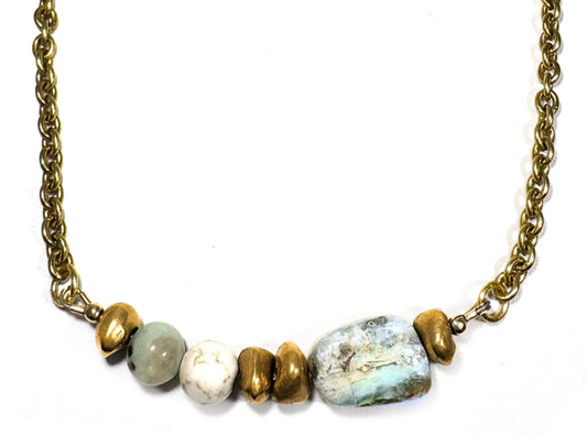 MERIDIAN: PERUVIAN OPAL & KIWI JASPER NECKLACE