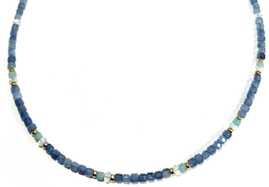 MINI BEADED SANTA MARIA AQUAMARINE & AMAZONITE NECKLACE