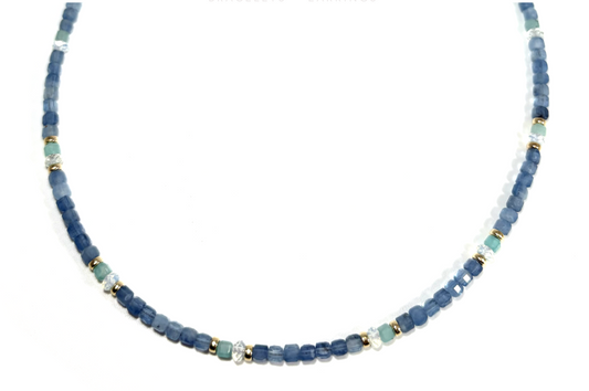 MINI BEADED SANTA MARIA AQUAMARINE & AMAZONITE NECKLACE