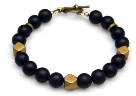 NARROW: MATTE BLACK AGATE BRACELET