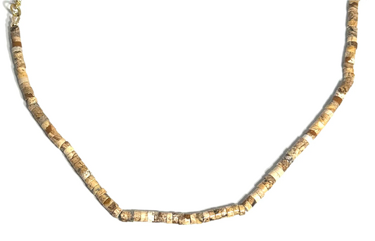 DESERT JASPER & SIMPLE CURB NECKLACE