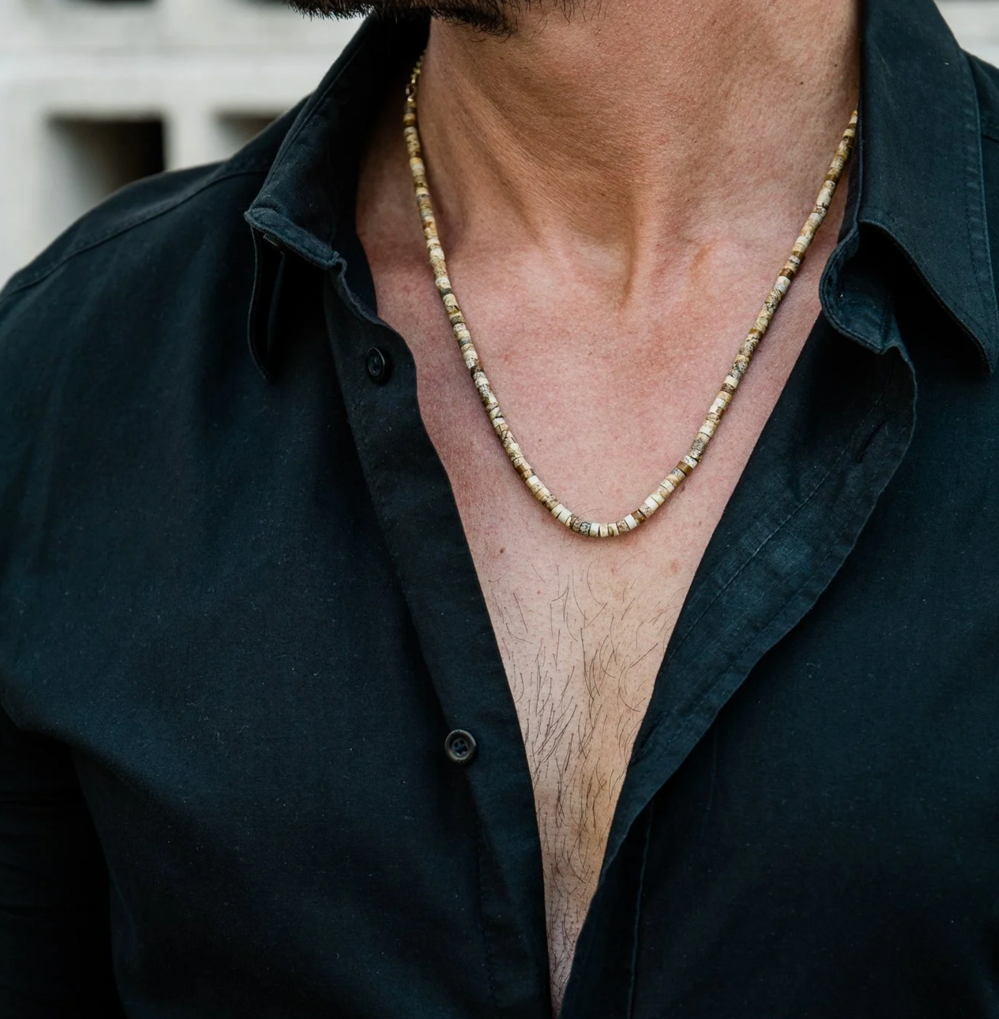 DESERT JASPER & SIMPLE CURB NECKLACE