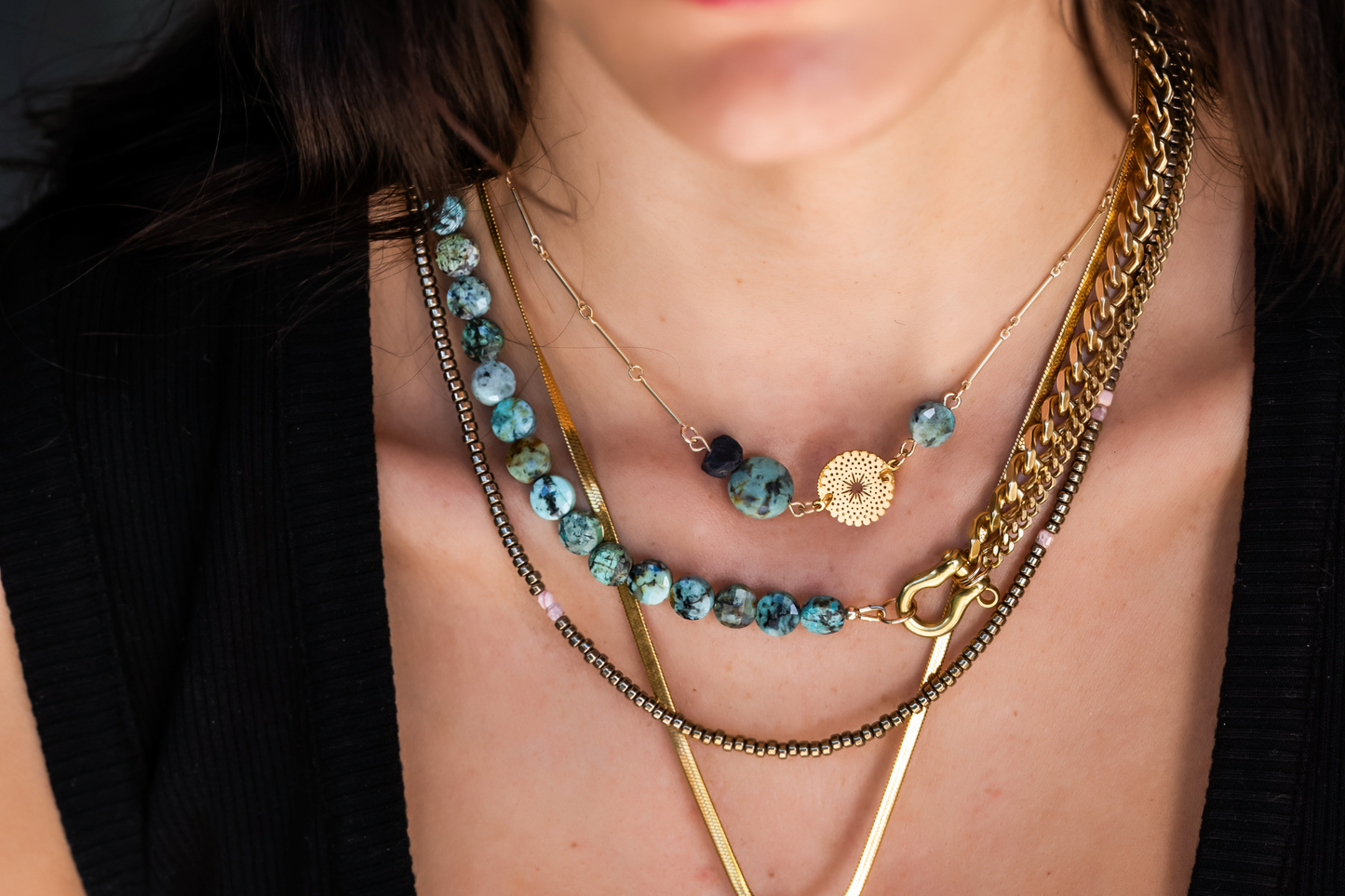 SHACKLE DUO: AFRICAN TURQUOISE COIN NECKLACE