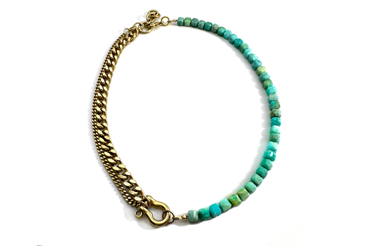 SHACKLE DUO: AMAZONITE CUBES NECKLACE