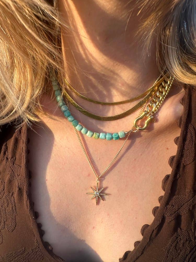 SHACKLE DUO: AMAZONITE CUBES NECKLACE